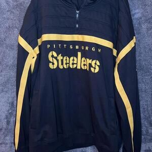 Vintage Pittsburgh Steelers Black Zip Hoodie XXL Arched Logo Y2K 🏈